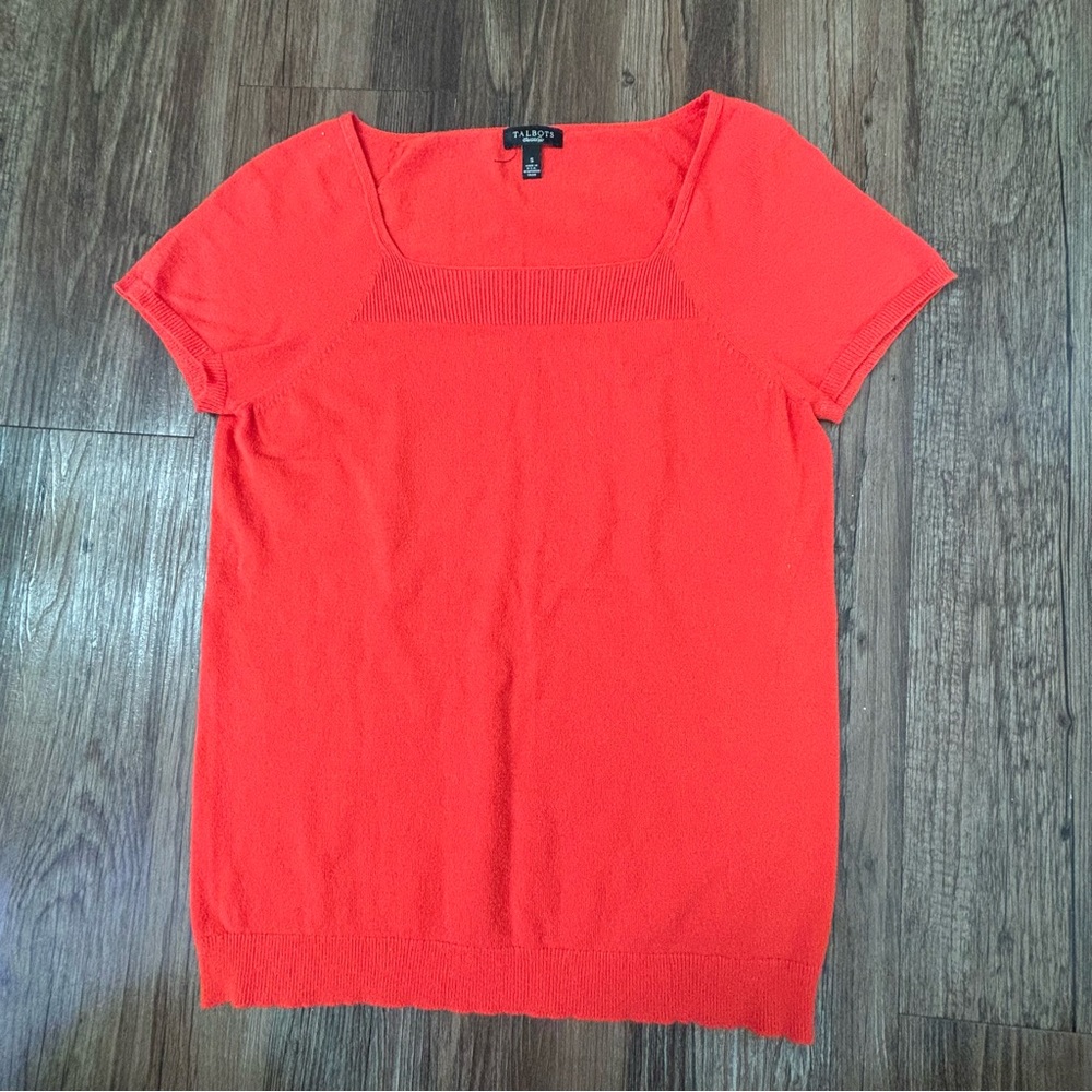 Talbots Red Orange Short Sleeve Top Size S